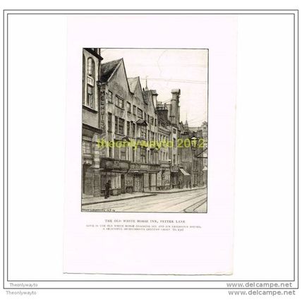 OLD WHITE HORSE INN, FETTER LANE, A LONDONER'S LONDON, 1913, Book Illustration