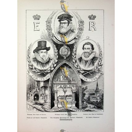 Burghley Monument, William Cecil & Other Earls, Book Illustration (Print), 1882