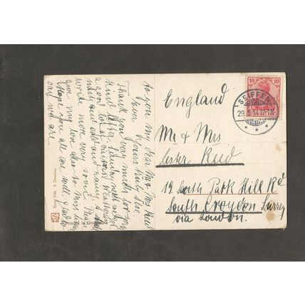 Genealogy Postcard Lester Reed 19 South Park Hill Road South Croydon Surrey 1914