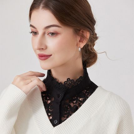 Ladies False Half Collar Fake Shirt Blouse Flower Lace Detachable Collar Bib