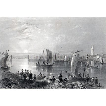 MONTROSE 1842 John James Hinchliffe - William Henry Bartlett ANTIQUE ENGRAVING