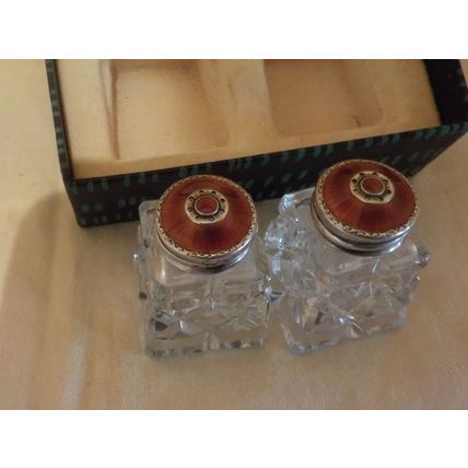 Norway Guilloche & Silver Crystal Salt & Pepper - Boxed from Spritzer & Fuhrmann