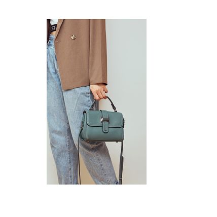 Genuine Leather Women Top-handle Handbags Blue
