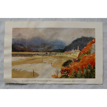 Vintage illustration: Caerbarvon Castle / Traeth Maw The Maddocks Embankment