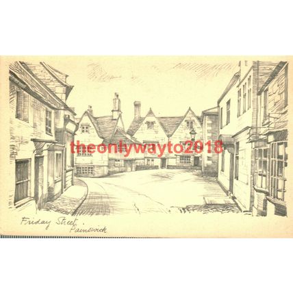 Friday Street, Painswick, Gloucs, Pencil Sketch Postcard
