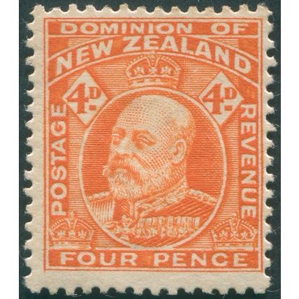 New Zealand 1910 4d orange Perf 14 (line) SG396 MNH