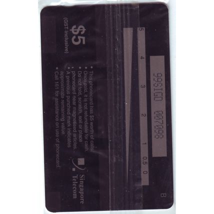 Chinese New Year Lion Dance S'pore $5 Telephone Card (Used)
