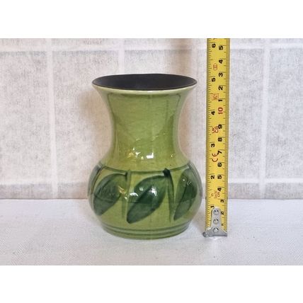 Signed Charles Collard Small Vase | Honiton Studio Pottery Green Glazed Bud Vase