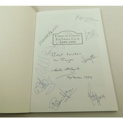 Player & Author Signed Torquay Football Club History Book To Roger Mann 1999