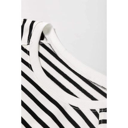 Black Stripe Raglan Sleeve Side Slits Loose Sweatshirt