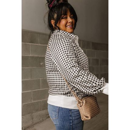 Black Plus Size Two Tone Contrast Collared Pullover Sweatshirt
