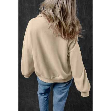 Smoke Gray Zip-up Stand Neck Kangaroo Pocket Sweatshirt