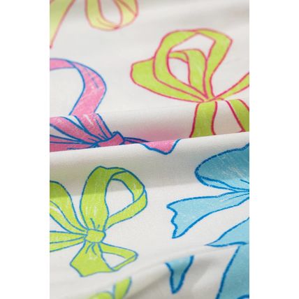 White Cheerful Bow Print Elastic Pull On Casual Shorts