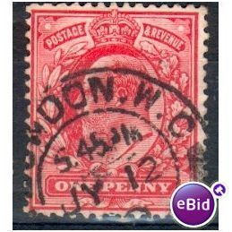 GB stamps 1902-10 KEV11 - 1d SG219 London 24