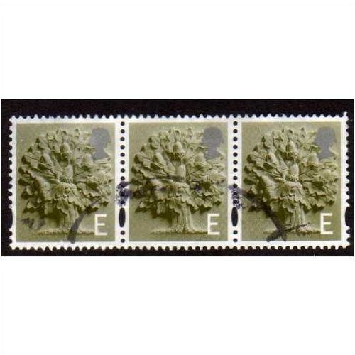 ENGLAND STRIP OF 3 X 'E'OAK TREE ' (EN8) FINE USED (EBID1996)