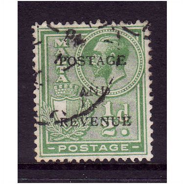 MALTA 1928 SG 175 1/2d YELLOW GREEN FINE USED #2