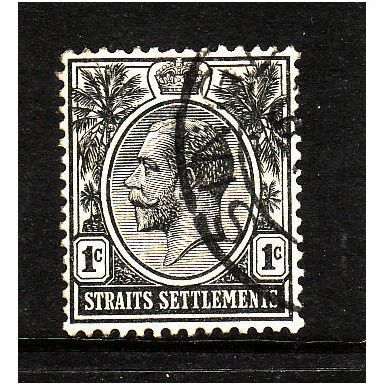 MALAYSIA STRAITS SETTLEMENTS 1919 SG194 1c BLACK FINE USED #2