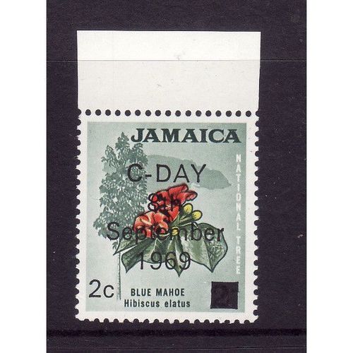 JAMAICA 1969 SG 281 2c on 2d BLUE MAHOE C - DAY U/M MINT#2