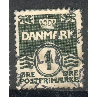 Denmark stamps 1933 - 1ore olive black - numeral - used