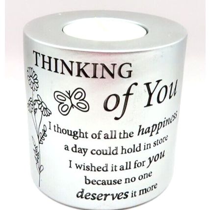Thinking of You Tea Light Holder 7.5 CM Sentimental Verse Gift Christian Faith