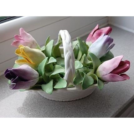 Crown Staffordshire Flower Posy Basket Ornament. Limited edition No. 254, Boxed