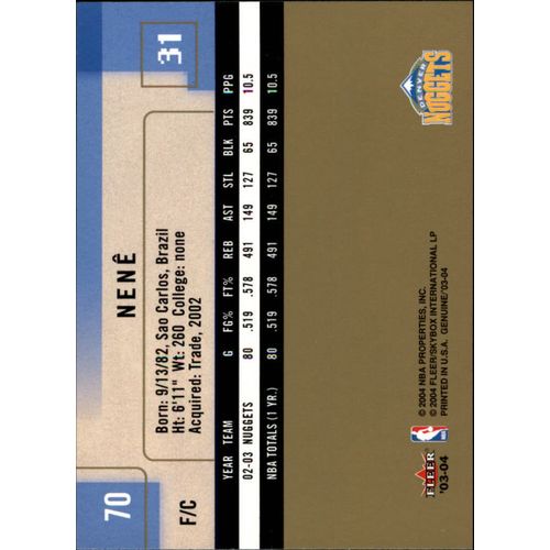 2001-02 Fleer Genuine Insider Basketball Nene'
