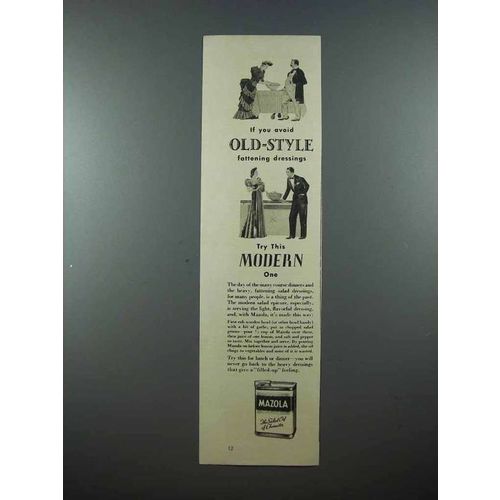 1938 Mazola Salad Oil Ad - Avoid Old Style Dressings