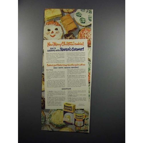 1950 Baker's Coconut Ad - Merry Christmas Cookies