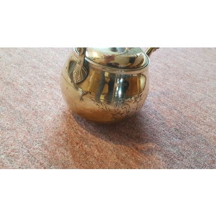 Vintage, Engraved Brass Teapot / Kettle, Excellent Condition