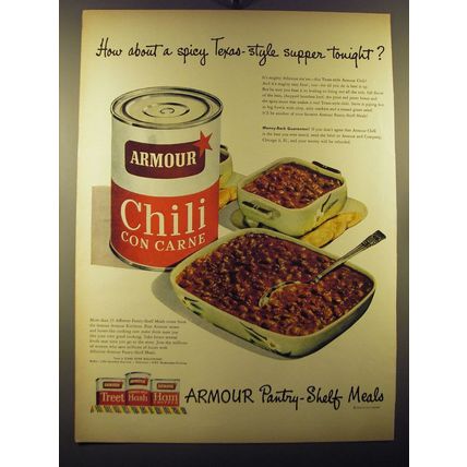 1950 Armour Chili con carne Ad - How about a spicy texas-style supper tonight