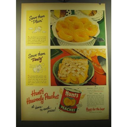 1950 Hunt's Peaches Ad - Serve them Plain Serve them Fancy