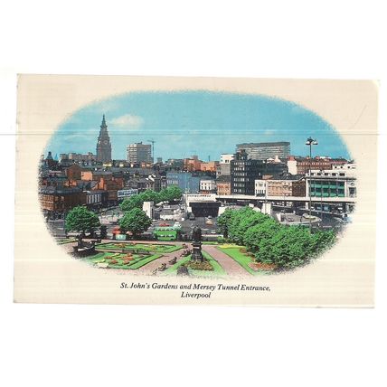 ST. JOHN'S GARDENS & TUNNEL ENTRANCE, LIVERPOOL, used postcard 1977 pm