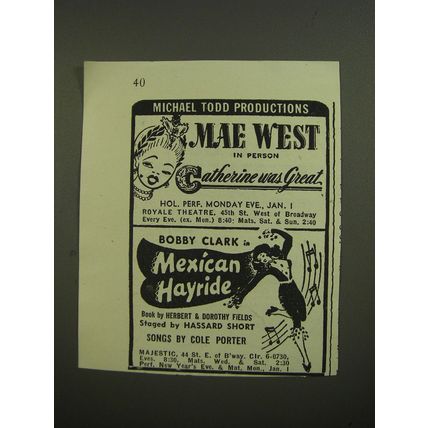 1944 Catherine was Great and Mexican Hayride Plays Advertisement
