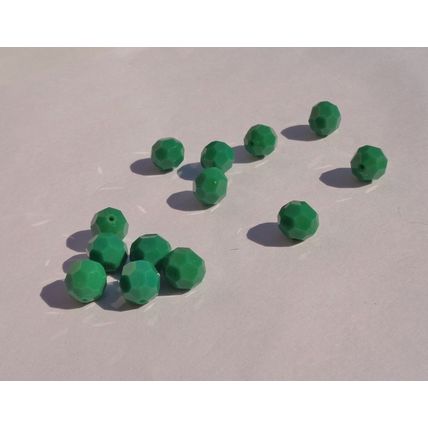 12 Czech Green Faceted Round Glass Beads 8mm Opaque Vintage Jewelry Making bd112