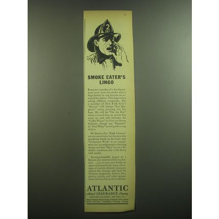 1945 Atlantic Mutual Insurance Company Ad - Smoke Eater's Lingo