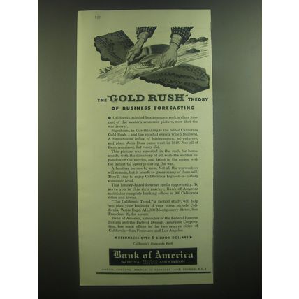 1945 Bank of America Ad - The Gold Rush theory of business forecasting