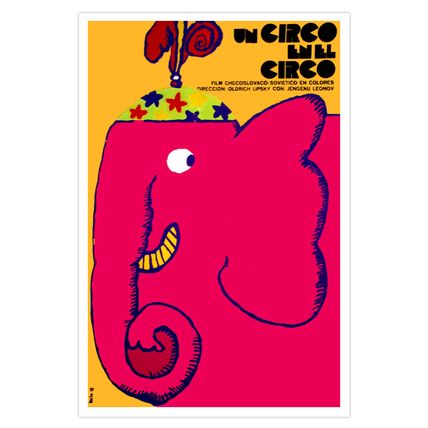 Spanish movie Poster 4 film"Red Circus ELEPHANT"child art.Pink.Children room