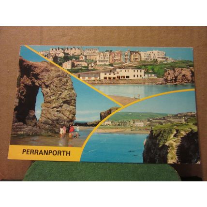 multiview, PERRANPORTH, CORNWALL used postcard Colourmaster =