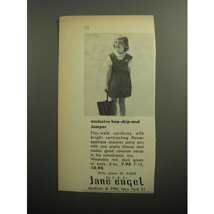 1951 Jane Engel Jumper Ad - Exclusive hop-skip-and Jumper