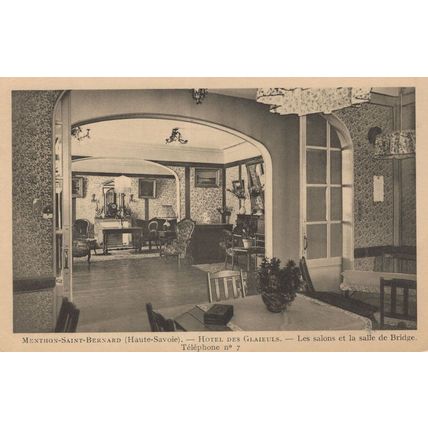 Menthon Saint Bernard Hotel des Glaieuls Salle de Bridge Postcard