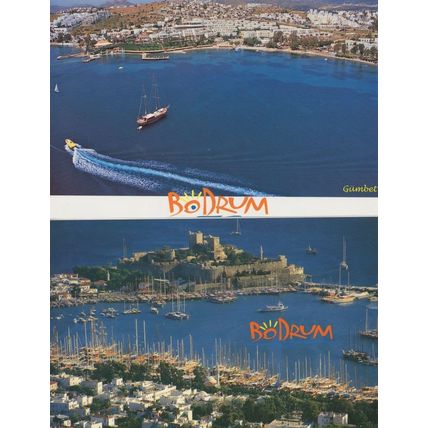 Bodrum Harbour Turkey 2x Aerial Boats Postcard s