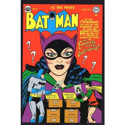 Batman vs Catwoman 1950s DC Comic Book Cover Art Postcard