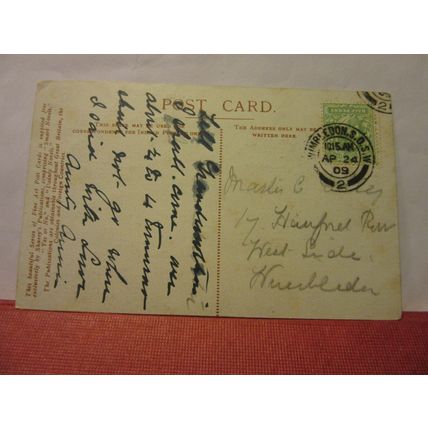 ST. MARY'S CHURCH, WARWICK used antique postcard by Shurey's 1909 pm =