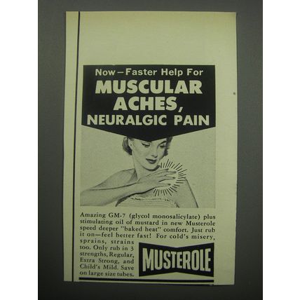 1957 Musterole Analgesic Rub Ad - Now - faster help for muscular aches