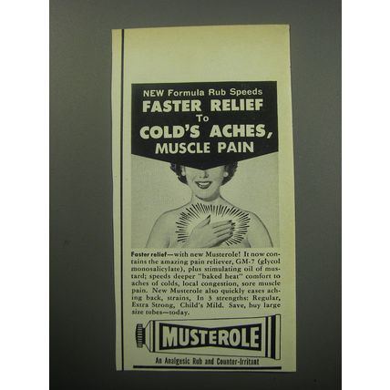 1957 Musterole Analgesic Rub Advertisement - speeds faster relief