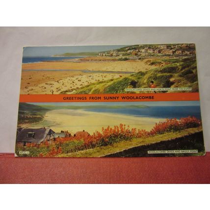 multiview, WOOLACOMBE, DEVON used postcard by Lilywhite 1968 pm =