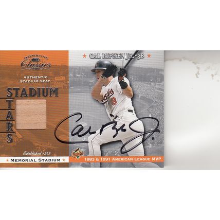 CAL RIPKEN JR STAFIUM SEAT 2001 AUTOGRAPHED BALTIMORE ORIOLES HOF WORLD CHAMPION