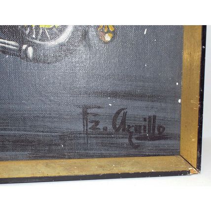 Very Rare FZ Aquillo Antique Car Art Automobile Painting 24.5 X 20.5 Model T