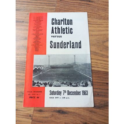 1963/64 Charlton vs Sunderland - Division 2, 7/12/1963 ** FREE P&P **