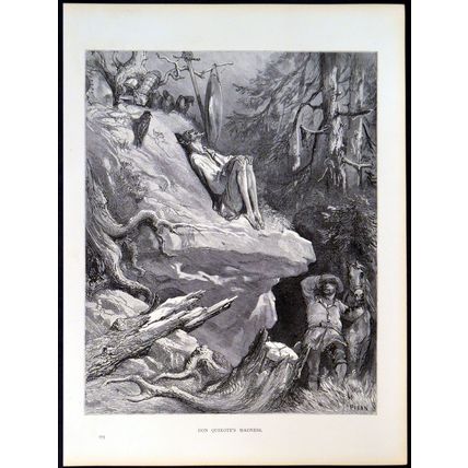 DON QUIXOTE’S MADNESS 1885 Gustave Doré - Cervantes ANTIQUE ENGRAVING